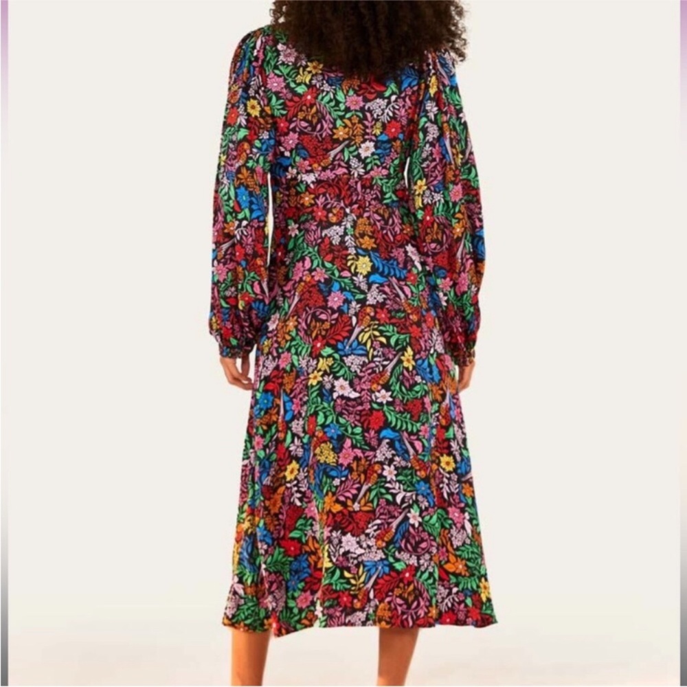 Farm Rio Tropical Garden Lenzing™ Ecovero™ Viscose Midi Dress Small New FLAWED - Picture 3 of 16